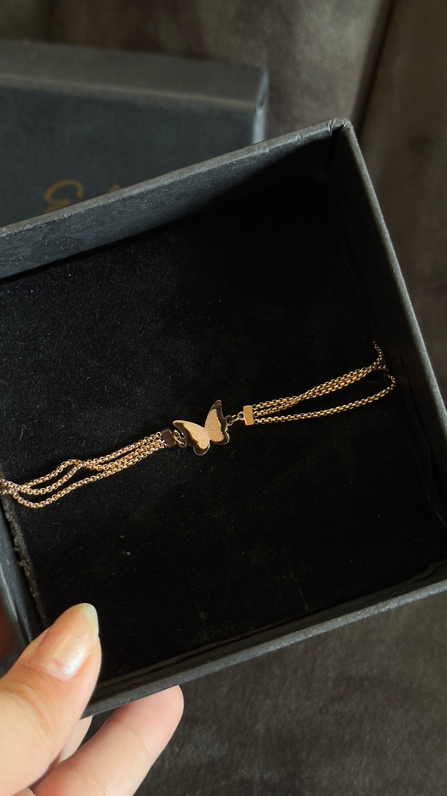 anti tarnish bracelet with butterfly in the center