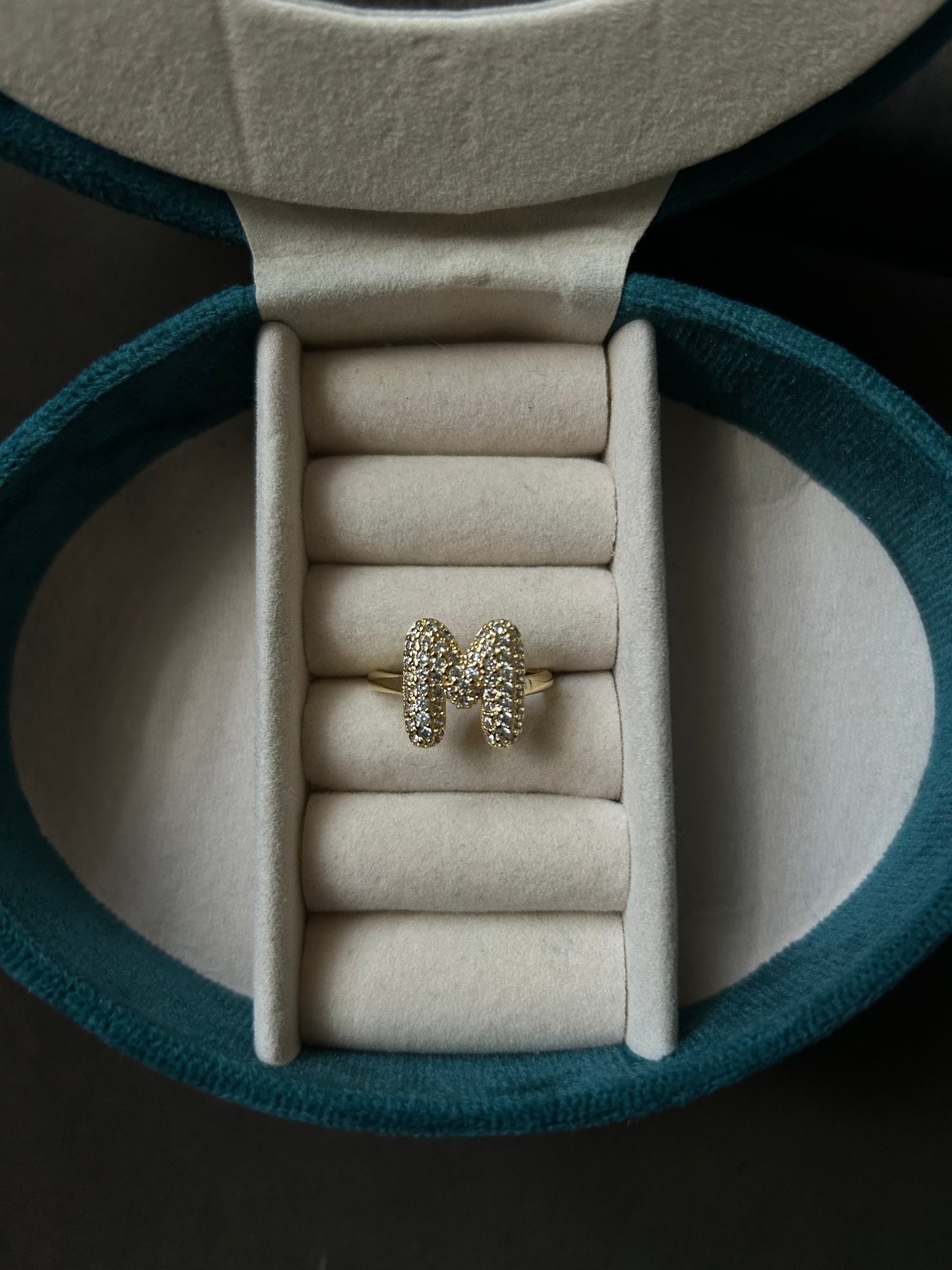 Studded M alpha Ring