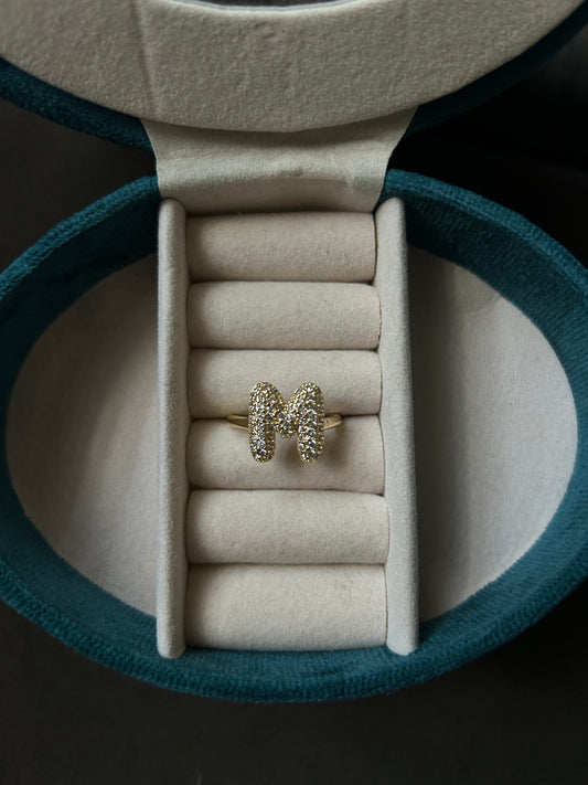 Studded M alpha Ring